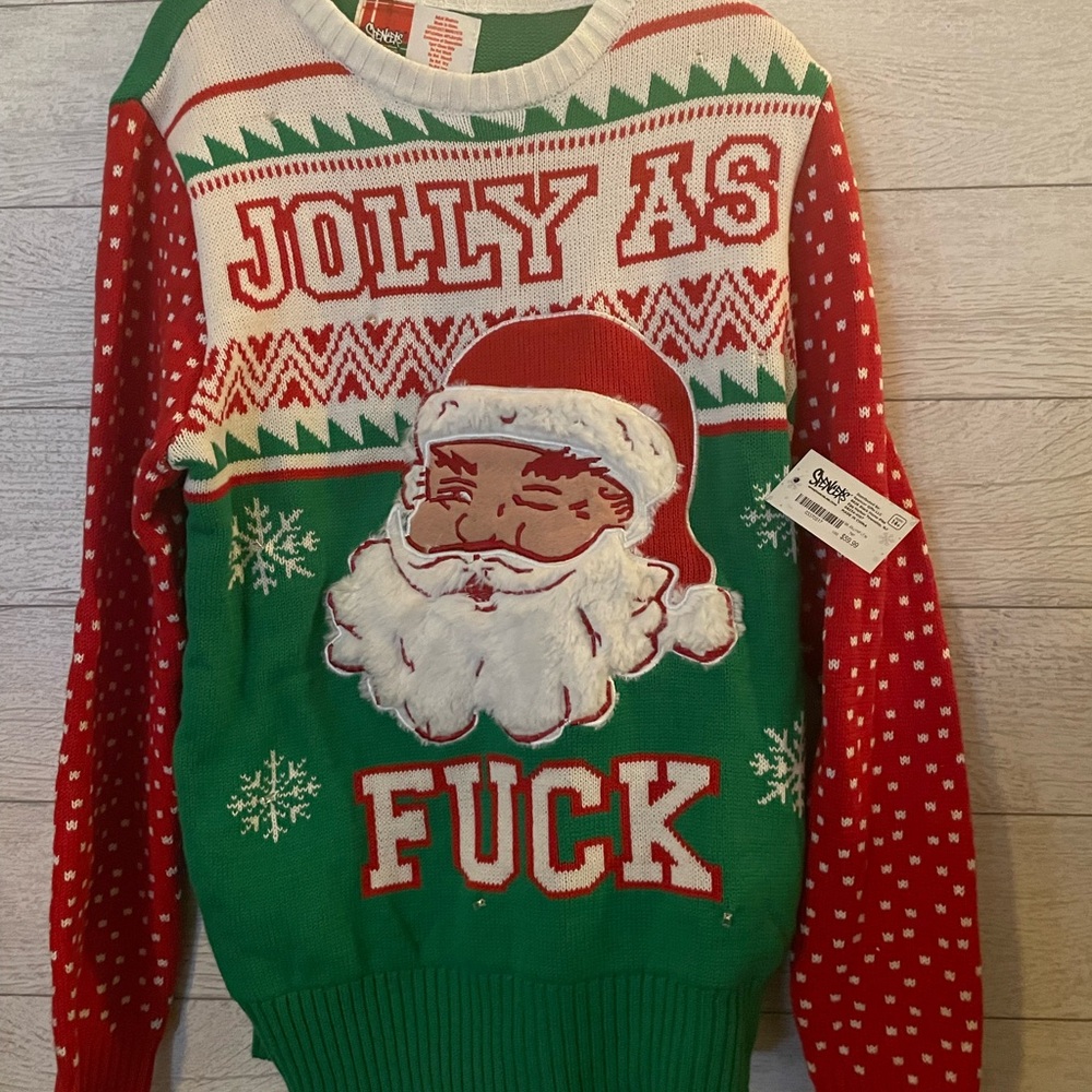 Ugly Christmas sweater “Jolly as F&ck” new with tags lights up